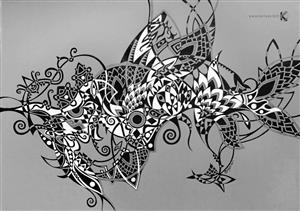 Noir et blanc - dessin - calligraphie - Poisson Exotique - Achikhman Dayva)