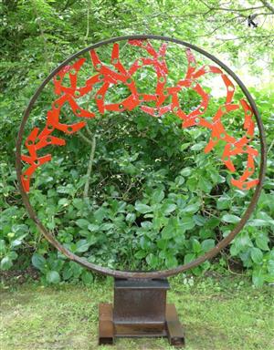 métal - sculpture - Roue Arbre Rouge - Brard Yann)