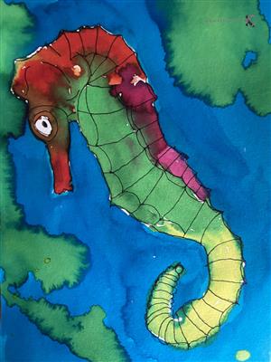  MARINA, SEA & LAKE - painting - Seahorse 02 - AERH Arts)