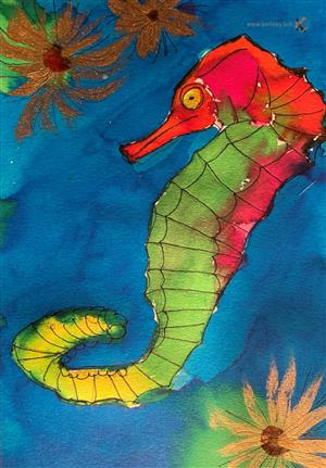  MARINA, SEA & LAKE - painting - Seahorse 03 - AERH Arts)