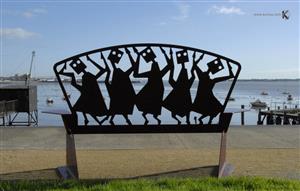 sculpture - Banc aux 5 personnages - Brard Yann)