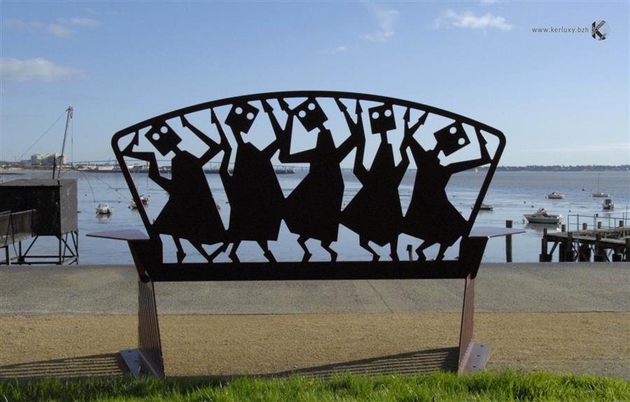 sculpture - Banc aux 5 personnages - Brard Yann