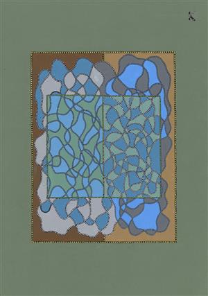  Abstract - drawing - calligraphy - The blue-green with 4216 points - Twoodje)