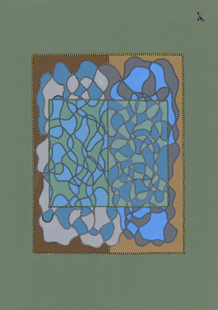 drawing - calligraphy - The blue-green with 4216 points - Twoodje