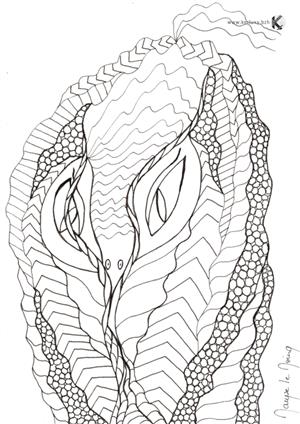 ink - drawing - calligraphy - Cobra snake - Le Moing Maryse)