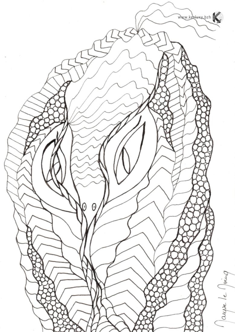 drawing - calligraphy - Cobra snake - Le Moing Maryse