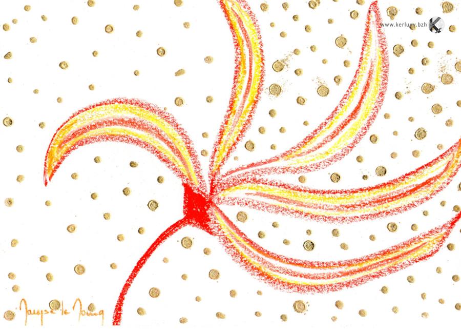 dessin - Coquelicot aux pollens dorés - Le Moing Maryse