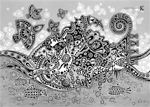  Naive - drawing - calligraphy - Sea - Achikhman Dayva)