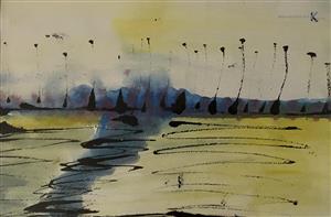 watercolor - painting - Abstract Landscape no. 11 - AERH Arts)