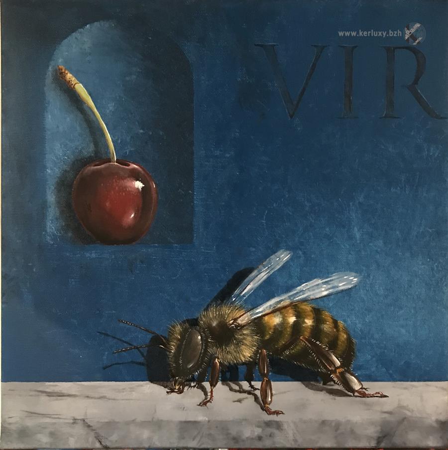 painting - VIR - bee and cherry - Le Tutour Nicolas