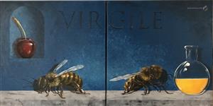  ANIMAL - painting - VIR-GILE - bee and cherry - Le Tutour Nicolas)