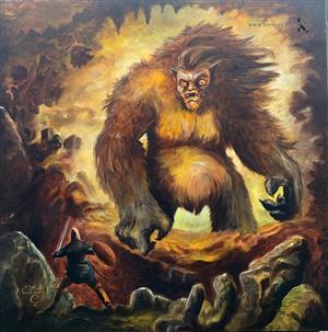 oil - painting - Bigfoot  / Yeti / Sasquatch - Tristan)