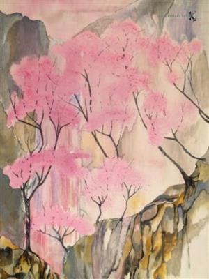  LANDSCAPE and flower - painting - Sakura - Pichon Eric)