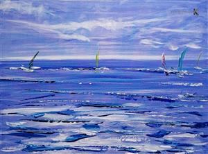  MARINA, SEA & LAKE - painting - Headwind - Guellec Patrick)