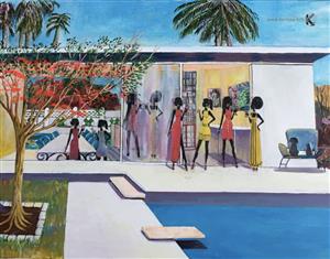  EXPRESSIONIST - painting - Cocktail by the Pool. - Pichon Eric)