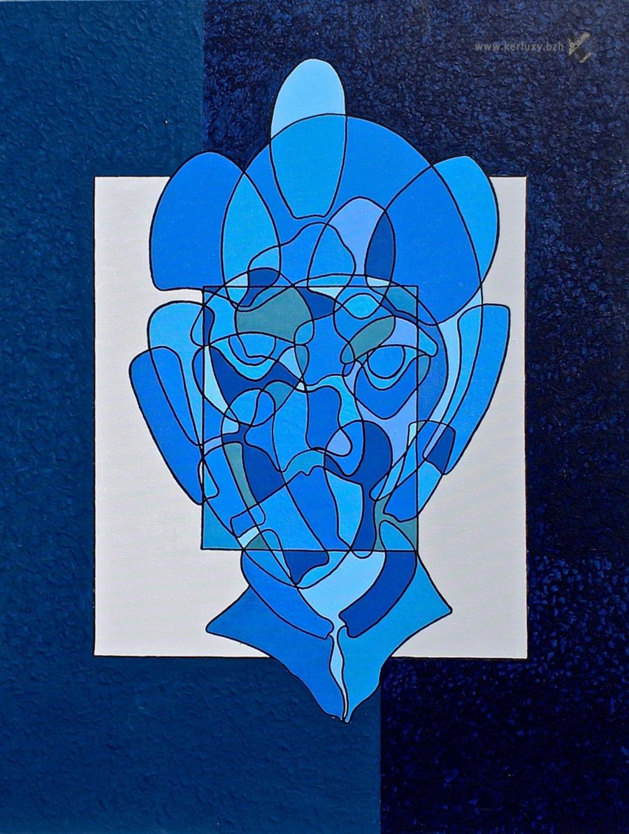 peinture - Portrait Bleu - Twoodje