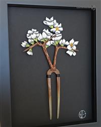 sculpture - White cherry trees - Heollene Créations Broderie d'art