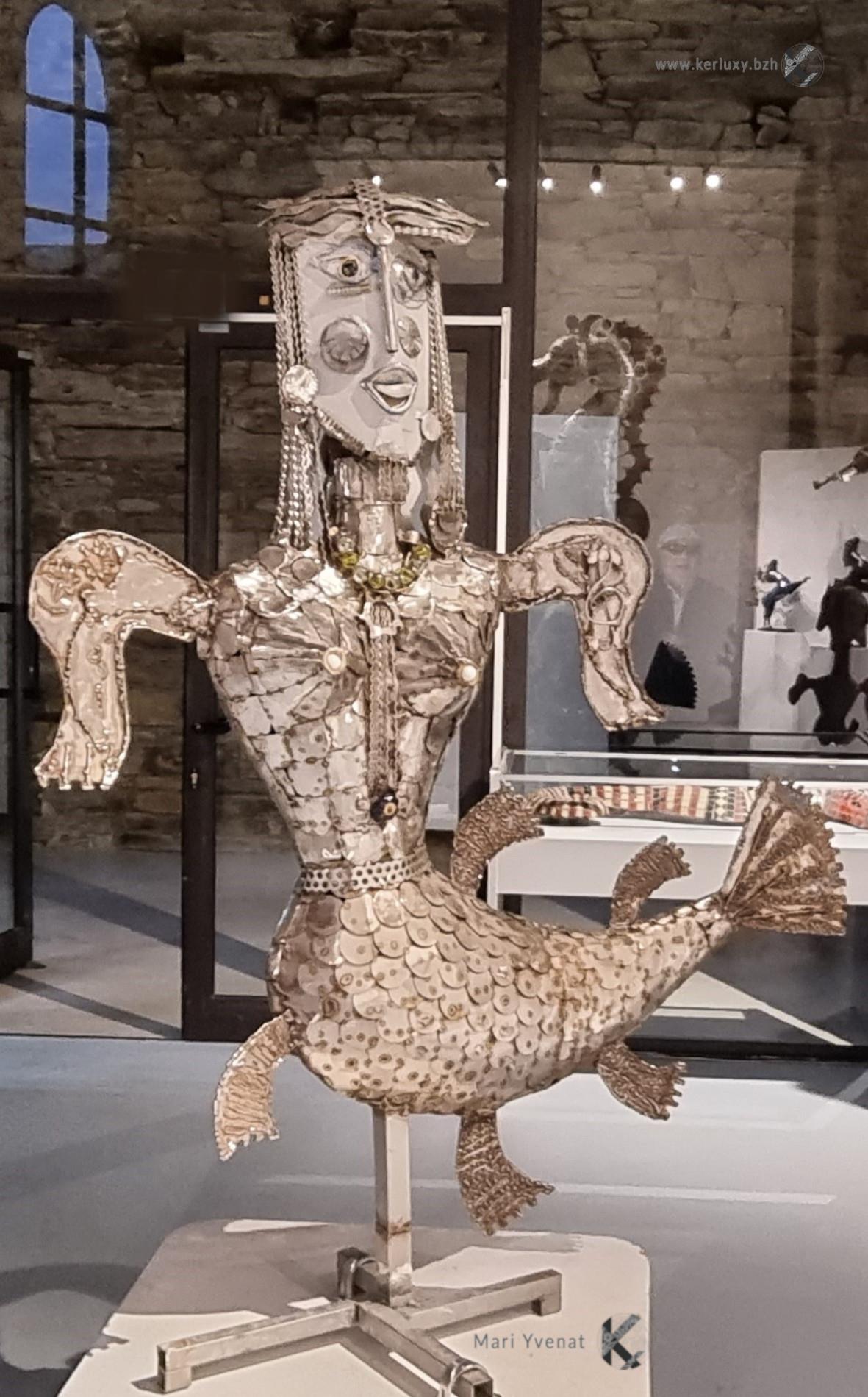 Monumental Mermaid Sculpture in Silver Steel | 